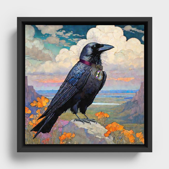 A Kind Crow Framed Canvas