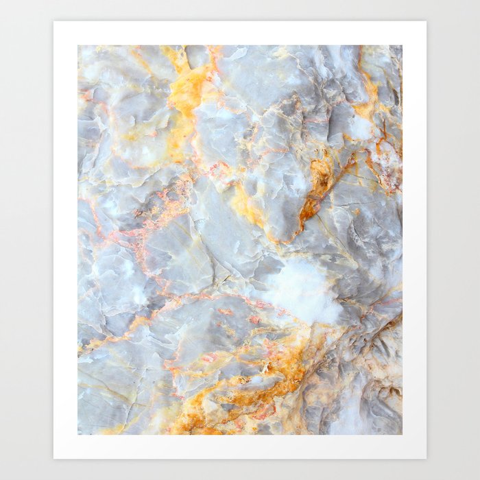 Grey Gold Marble Art Print By Thequarry Society6
