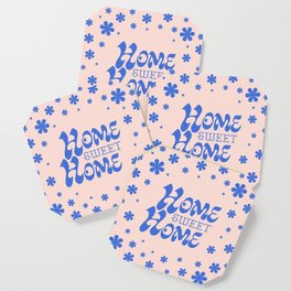Home Sweet Home, Blue and Light Pink Coaster