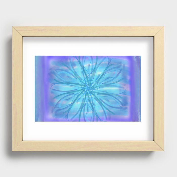 Flor abstracta difuminada azul Recessed Framed Print