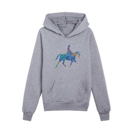 Equestrian sports, horse jumping, jumping, horse with rider jumping in watercolor 07 Kids Pullover Hoodies