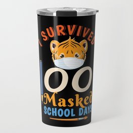 Days Of School 100th Day 100 Masked School Travel Mug