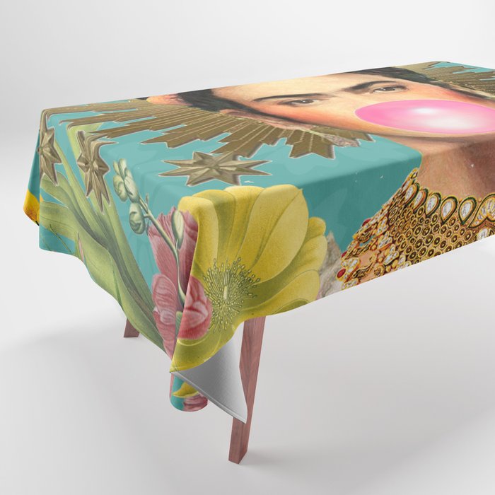 Frida Kahlo Crown & Bubble Gum Tablecloth