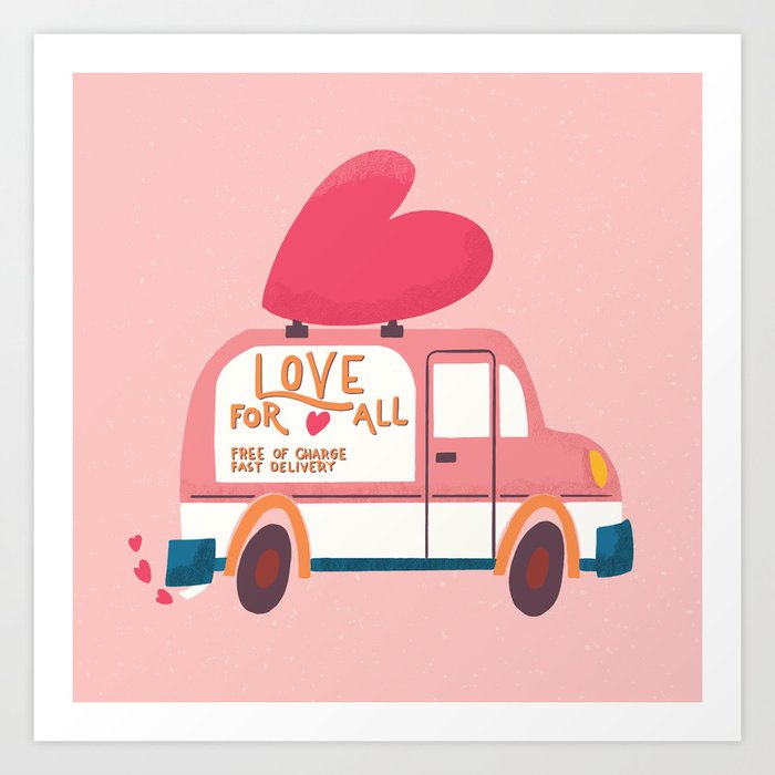 Love Truck, Happy Valentine's Day 2 Art Print