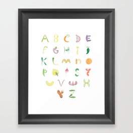 Fruits & Veggies Watercolor Alphabet Framed Art Print