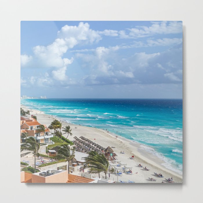 Mexico Photography - Exotic Beach By The Blue Ocean Water Metal Print