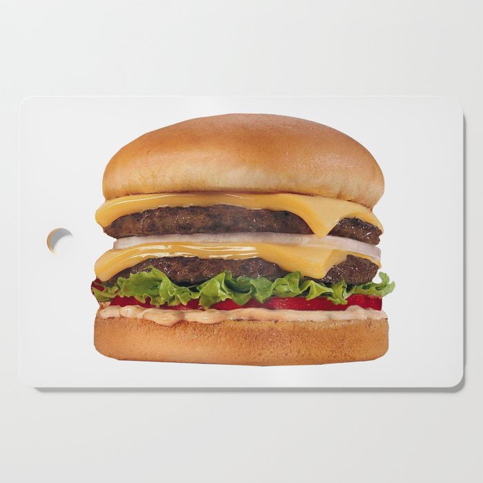 Hamburger - Double Double Cheeseburger,  with lettuce and Onions Cutting Board