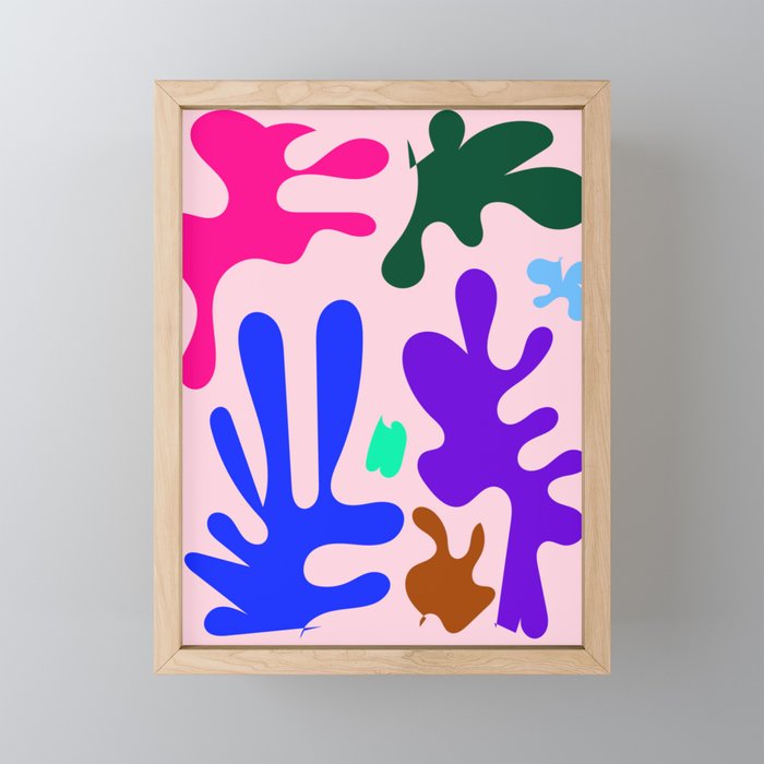 3  Henri Matisse Inspired 220527 Abstract Shapes Organic Valourine Original Framed Mini Art Print