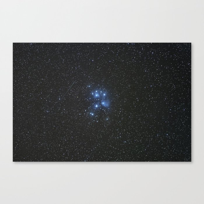 Peiades star cluster and a Orionid Meteor Canvas Print