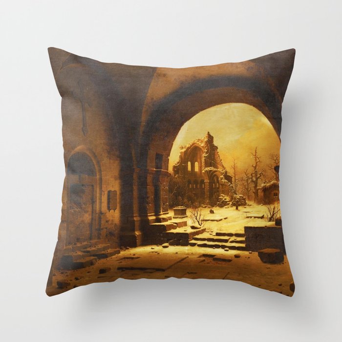 Carl Georg Adolph Hasenpflug Ruine des Klosters Heisterbach Throw Pillow