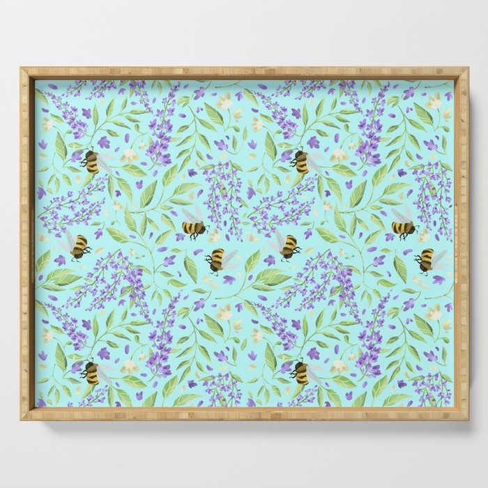 Wisteria and Bumblebees Serving Tray