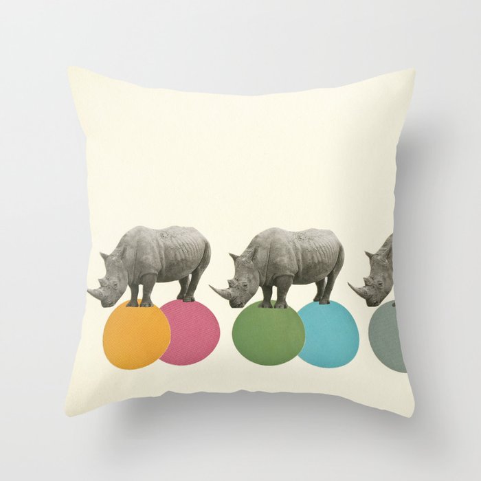 Rambling Rhinos Throw Pillow