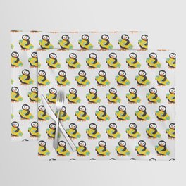 Surfing penguin pattern, yellow board Placemat