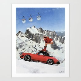 Red Ski Lift  Art Print