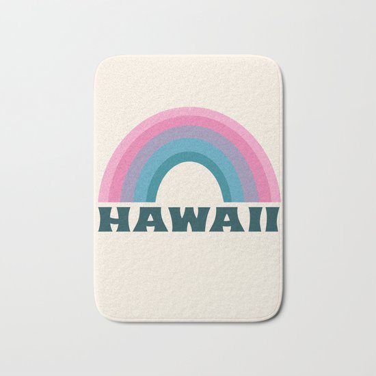 Diggin' It - 70s retro minimal 1970's style hawaii tropical rainbow beach vibes Bath Mat