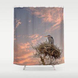 Utah Sunset - Great Blue Heron on Nest Shower Curtain