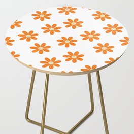 Mid Century Abstract Minimal Floral Pattern- Princeton Orange Side Table