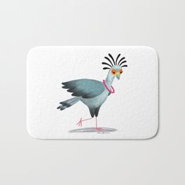 Secretary bird with necklace Bath Mat | Funny, Cute, Animal, Kids, Drawing, Children, Baby, Blue, Birdwihnecklace, Longlegsbird 