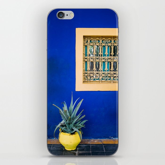 Moroccan Garden In Blue - Yellow Flower Pot - Agave Marrakesh Jardin Majorelle Photograph iPhone Skin