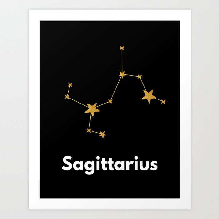 Sagittarius, Sagittarius Zodiac, Black Art Print