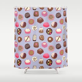 Chocolates on Lilac Shower Curtain