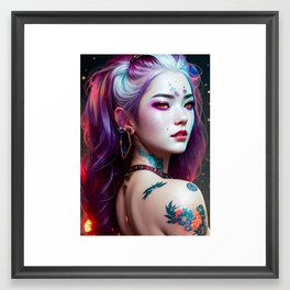 Colorful and Beautiful geisha Framed Art Print