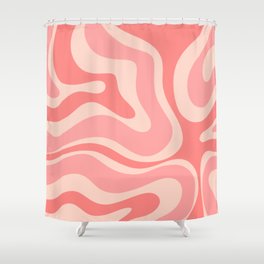 Blush Pink Modern Retro Liquid Swirl Abstract Pattern Square Shower Curtain