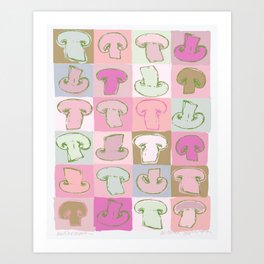 Mushrooms in Cream and Pink Art Print