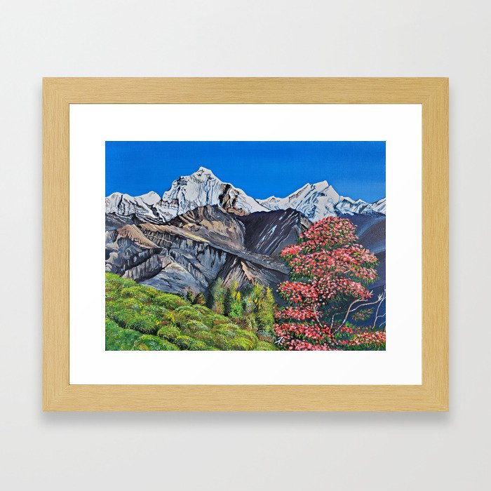 Mount Everest from Nepal Himalayan Mountains Framed Art Print