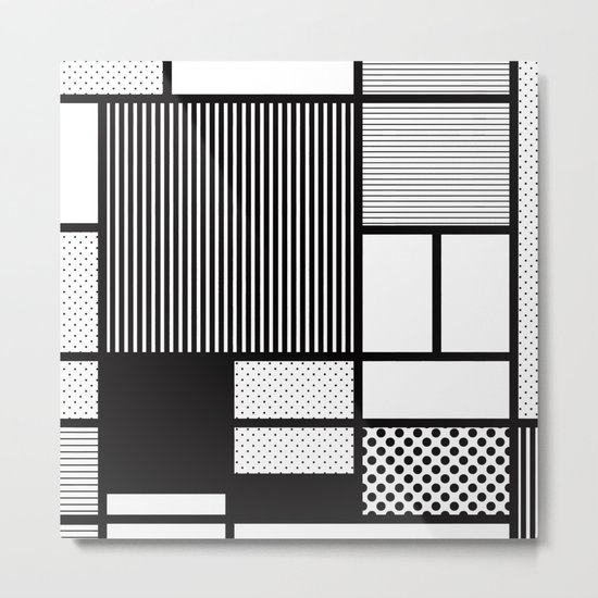 Composition With Black, Dots, Stripes & Black Metal Print