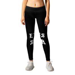 Typographic Summer Endless Hand Lettering Leggings | Digital, Aesthetic, Vacation, Tropical, Positive, Black And White, Lettering, Sea, Beach, Music 