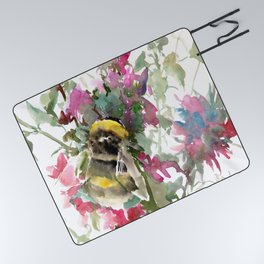 Bumblebee and Wild Flowers Picnic Blanket