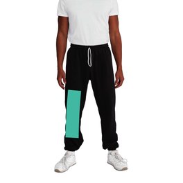 Medium Turquoise Solid Color Pantone Electric Green 14-5721 TCX Shades of Blue-green Hues Sweatpants