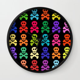 Colorful Pirate Skulls Wall Clock