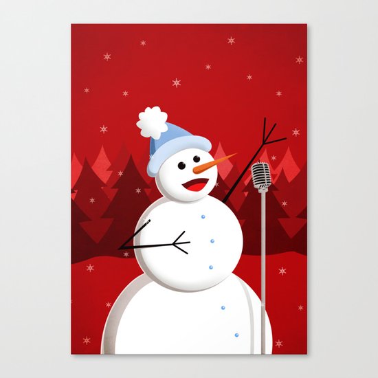 Happy Singing Snowman Canvas Print
