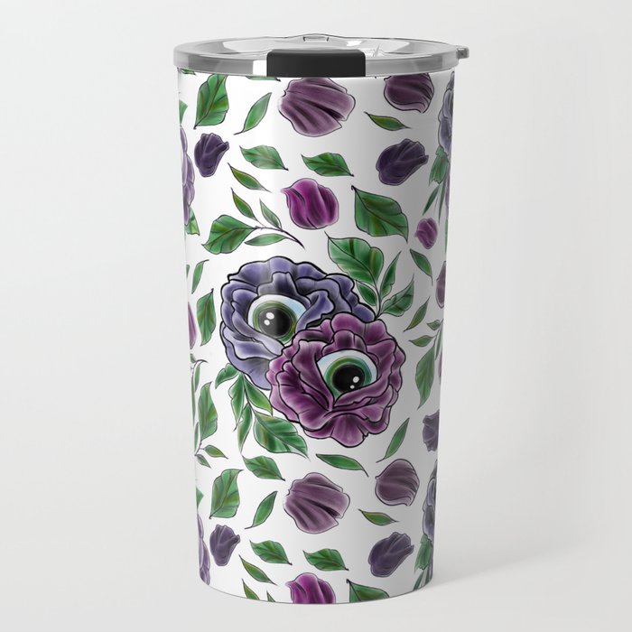 Creeping Roses - Purple and Black Roses with Eyeballs Travel Mug
