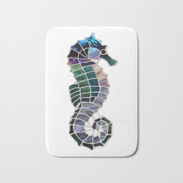Purple Opalescent Sea Horse Bath Mat | Opal, Opalescent, Collage, Seahorse, Purple 