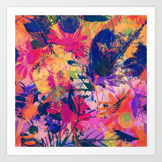 Colorful abstract leaves 2 Art Print