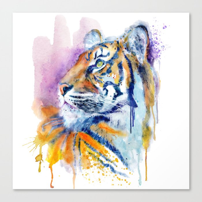 Young Tiger Watercolor Portrait Canvas Print By Marianvoicu Society6