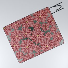Pink floral blooms on smokey background Picnic Blanket