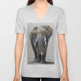 African Elephant V Neck T Shirt