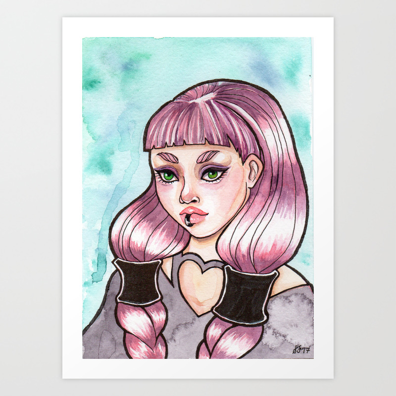 Pink Punk Girl Art Print
