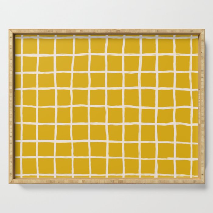 Yellow Checkered Grid Serving Tray