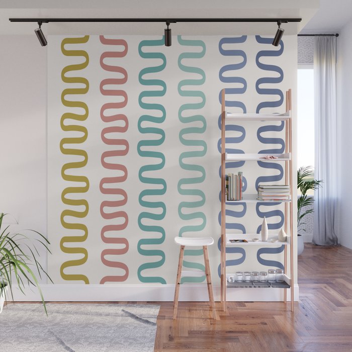 Abstract Shapes 240 in Happy Rainbow Retro theme (Snake Pattern Abstraction) Wall Mural