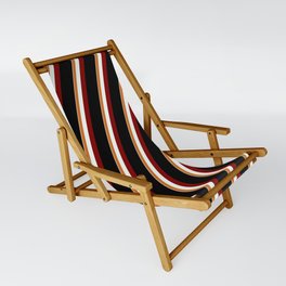 [ Thumbnail: Eyecatching Tan, Chocolate, Mint Cream, Maroon & Black Colored Pattern of Stripes Sling Chair ]