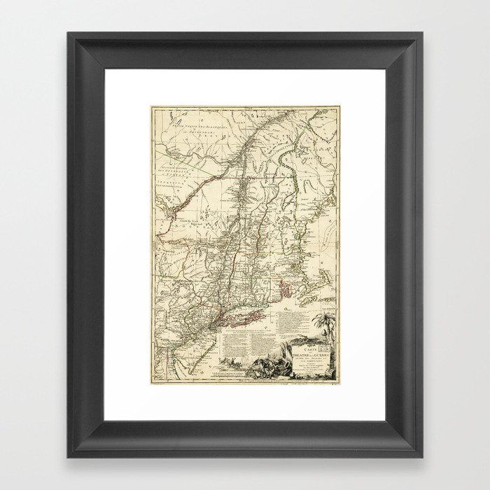 American Revolutionary War Map (1782) Framed Art Print