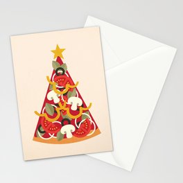 PIZZA ON EARTH - VEGO/VEGAN VERSION Stationery Cards | Seasonal, Children, Vintage, Christmas, Food, Vegan, Tree, Star, Daisybeatrice, Winter 