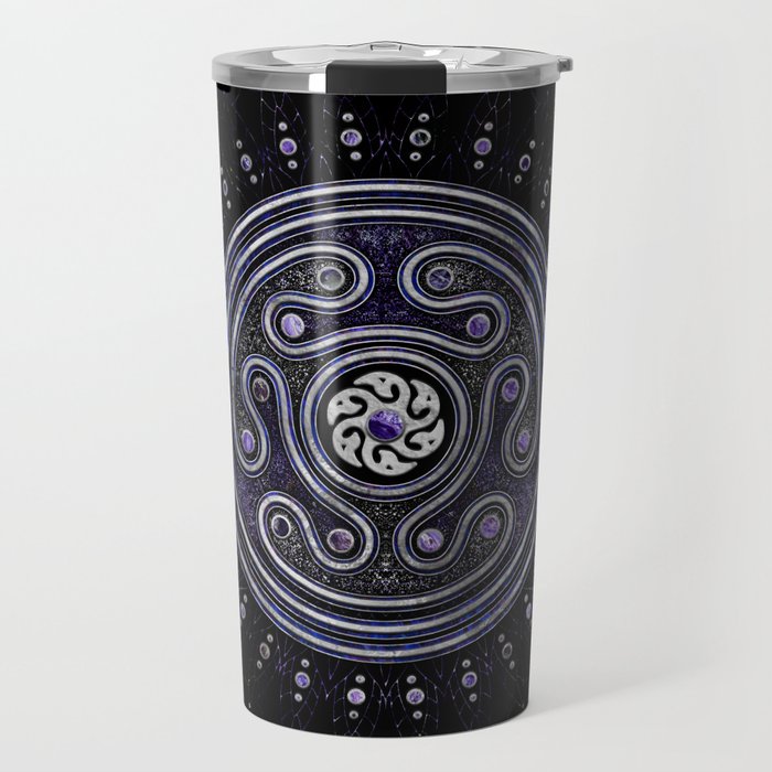 Hecate Wheel Ornament with Amethyst and Silver Travel Mug