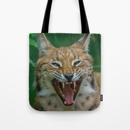 Lynx Showing His Teeth Tote Bag