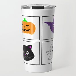 Halloween Jackolantern, Black Cat, Ghost and Bat! Travel Mug